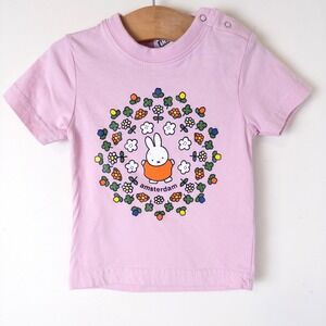 Roly Miffy Amsterdam Graphic T-Shirt Baby 6M Pink Cotton Floral Bunny Tee